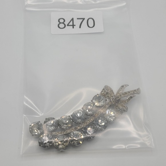 Vintage Rhinestone Brooch Silver Tone Large Heavy - Picture 13 of 13